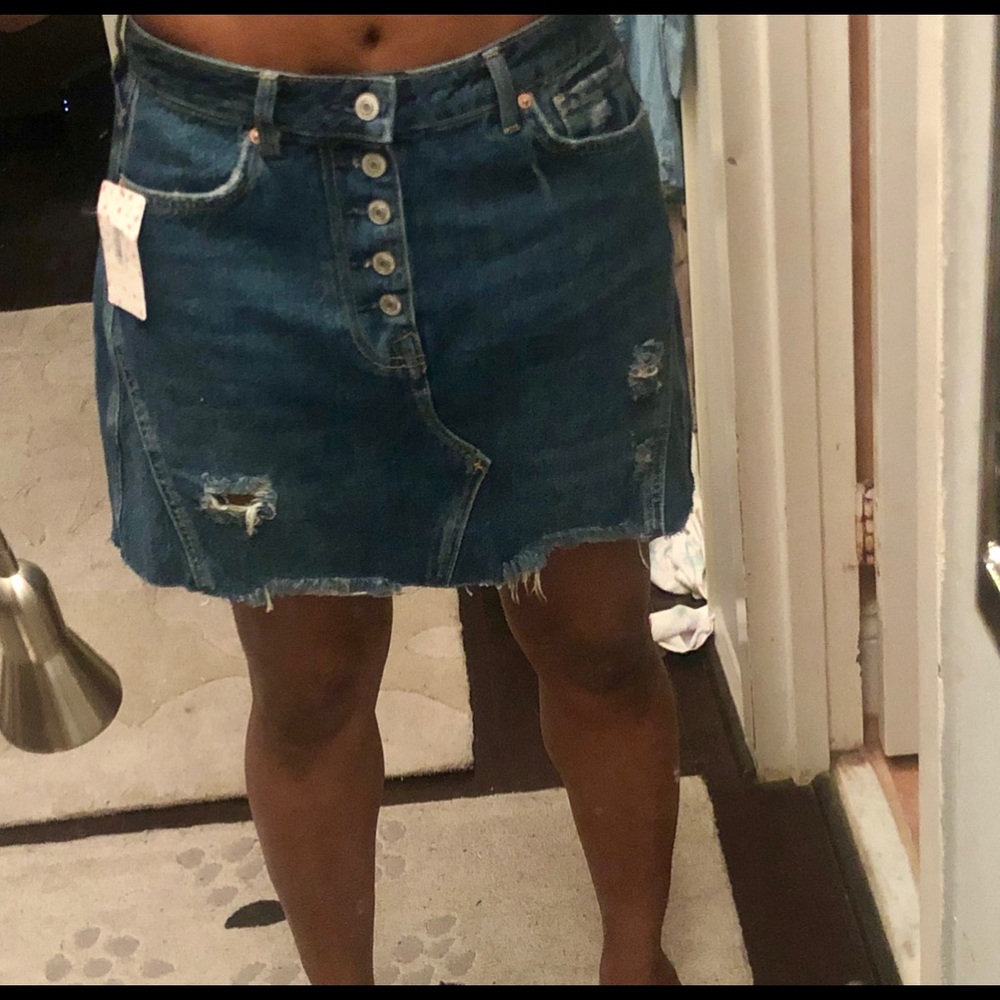 Free People Denim A-Line Skirt
